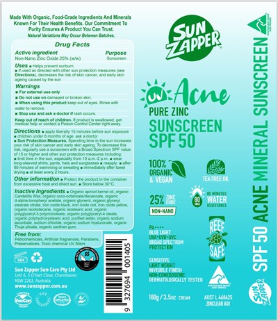 SZ acne label.jpg Label - 100g - SZ acne label